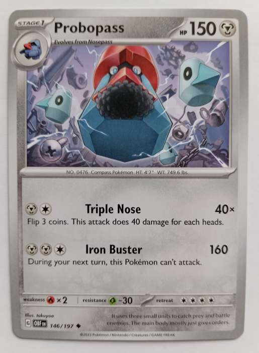 POKEMON CARD - PROBOPASS  146/197 COMMON OBSIDIAN FLAMES 2023 - MINT