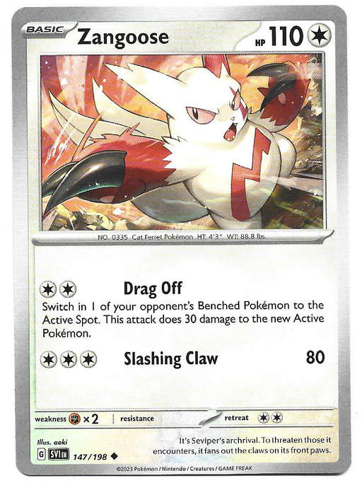 ZANGOOSE - COMMON  147/198  POKEMON TCG SCARLET & VIOLET TRADING CARD