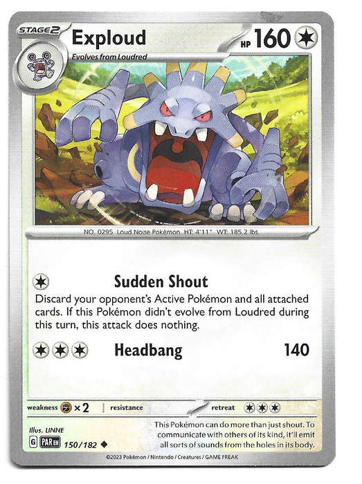 EXPLOUD - UNCOMMON 150/182 POKEMON TCG PARADOX RIFT TRADING CARD
