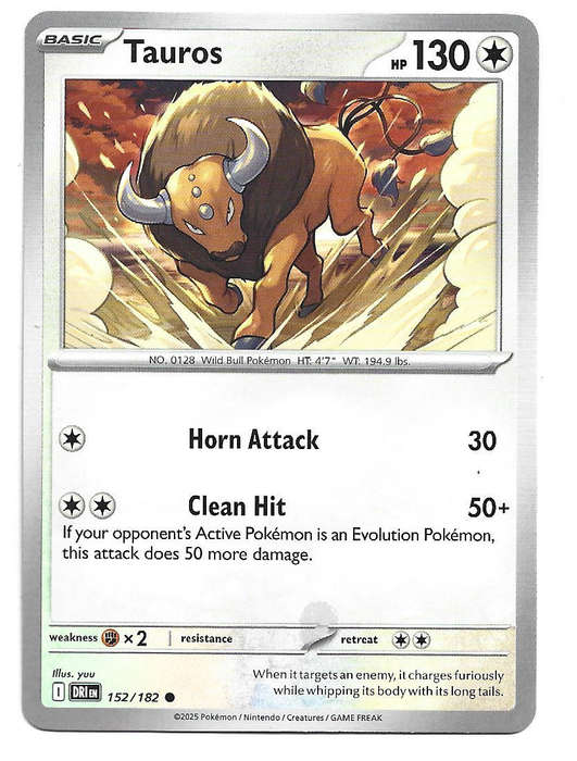 TAUROS - COMMON  152/182  POKEMON TCG DESTINED RIVALS TRADING CARD
