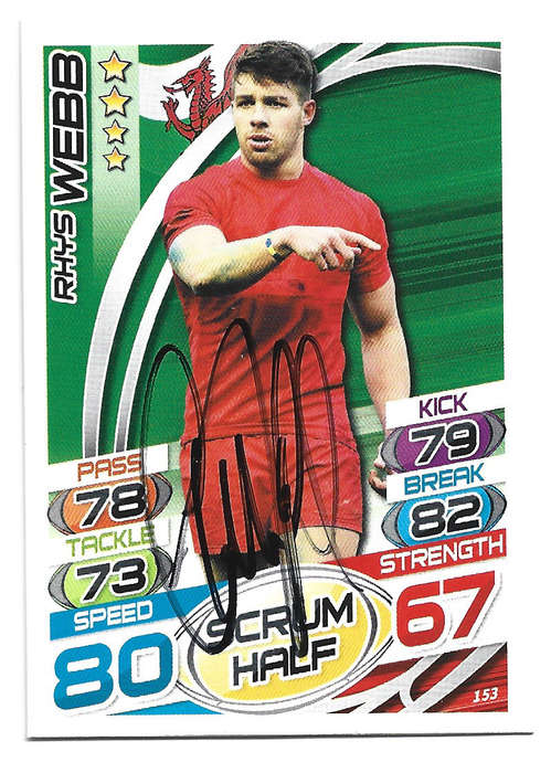 RHYS WEBB (Wales) - TOPPS `RUGBY WORLD CUP` 2015 - Personally SIGNED TRADING CARD