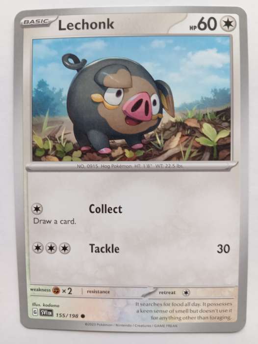 LECHONK- POKEMON SCARLET & VIOLET 2023  - COMMON TRADING CARD 155/198 - MINT