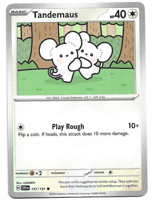 TANDEMAUS  - POKEMON TCG SURGING SPARKS  COMMON   157/191 TRADING CARD