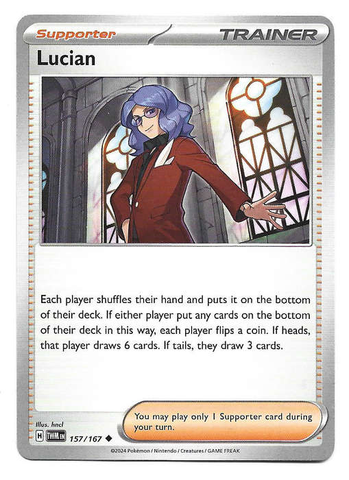 LUCIAN - UNCOMMON  157/167 POKEMON TCG TWILIGHT MASQUERADE TRADING CARD