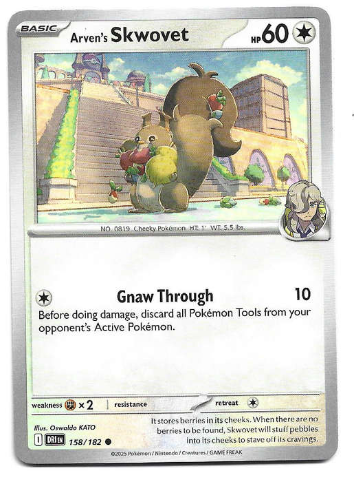 ARVEN's SKWOVET - COMMON  158/182  POKEMON TCG DESTINED RIVALS TRADING CARD