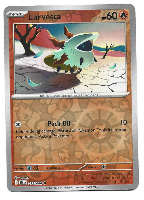 LARVESTA - REVERSE HOLO  15/86 POKEMON TCG BLACK BOLT TRADING CARD