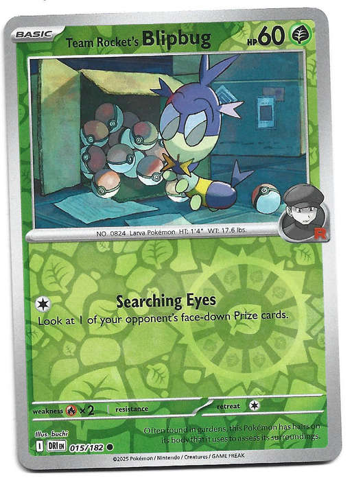 TEAM ROCKET's BLIPBUG - REVERSE HOLO  15/182  POKEMON TCG DESTINED RIVALS TRADING CARD