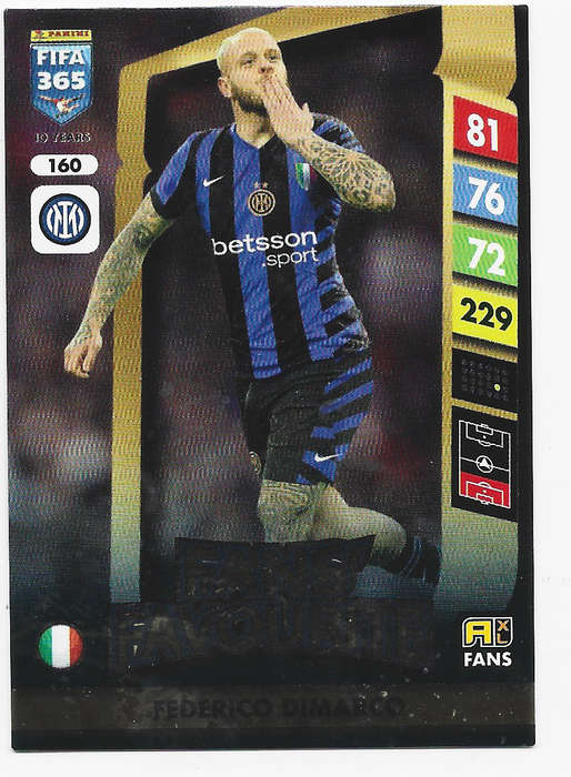 FEDERICO DIMARCO - PANINI FIFA 365 COLLECTION 2025 - FOIL "FANS FAVOURITE" TRADING CARD 160