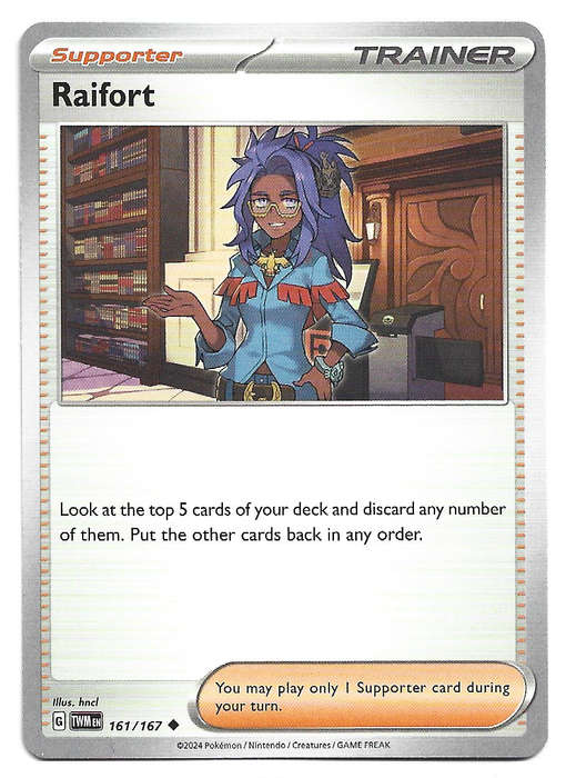 RAIFORT - POKEMON TWILIGHT MASQUERADE COMMON  161/167 TRADING CARD