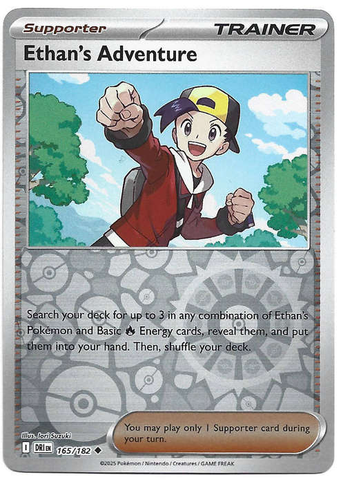 ETHAN's ADVENTURE - REVERSE HOLO  165/182  POKEMON TCG DESTINED RIVALS TRADING CARD