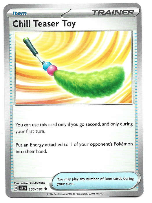 CHILL TEASER TOY -  UNCOMMON  166/191 POKEMON TCG SURGING SPARKS TRADING CARD