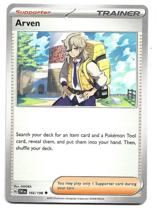 ARVEN - UNCOMMON  166/198  POKEMON TCG SCARLET & VIOLET TRADING CARD