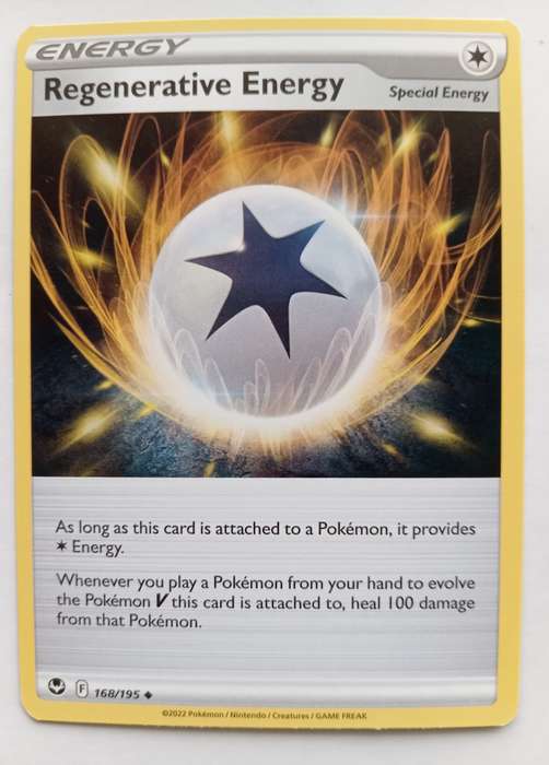 POKEMON CARD -  REGENERATIVE ENERGY  168/195 SILVER TEMPEST TRAINER CARD - MINT