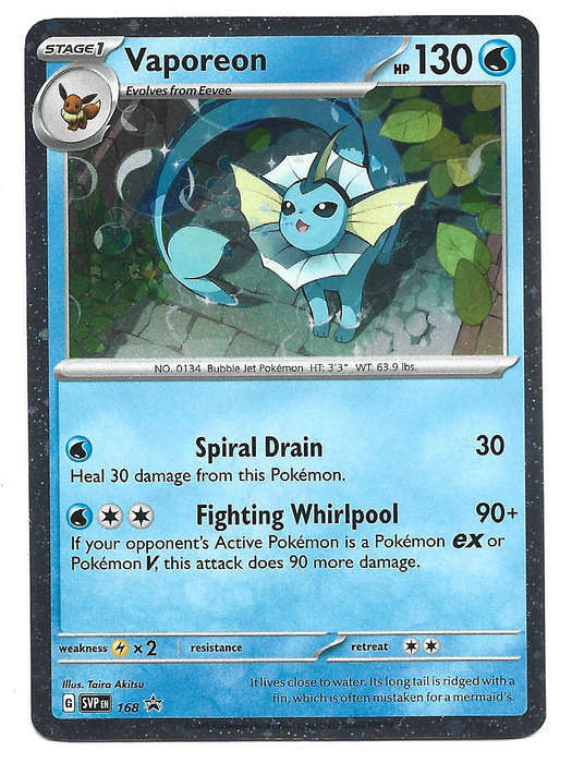 VAPOREON - HOLO RARE SVP168 POKEMON TCG SCARLET & VIOLET PROMO TRADING CARD