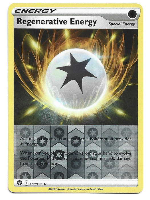 REGENERATIVE ENERGY - REVERSE HOLO  168/195 POKEMON TCG SILVER TEMPEST TRADING CARD