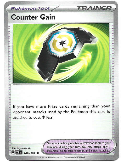 COUNTER GAIN -  UNCOMMON  169/191 POKEMON TCG SURGING SPARKS TRADING CARD