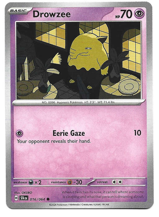 POKEMON CARD - DROWZEE  16/64 Common Shrouded Fable Trading Card - Mint
