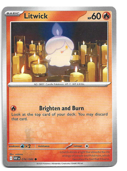 LITWICK - COMMON  16/86 POKEMON TCG WHITE FLARE TRADING CARD