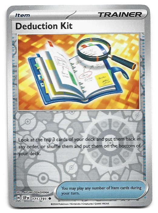 DEDUCTION KIT -  REVERSE HOLO 171/191 POKEMON TCG SURGING SPARKS TRADING CARD