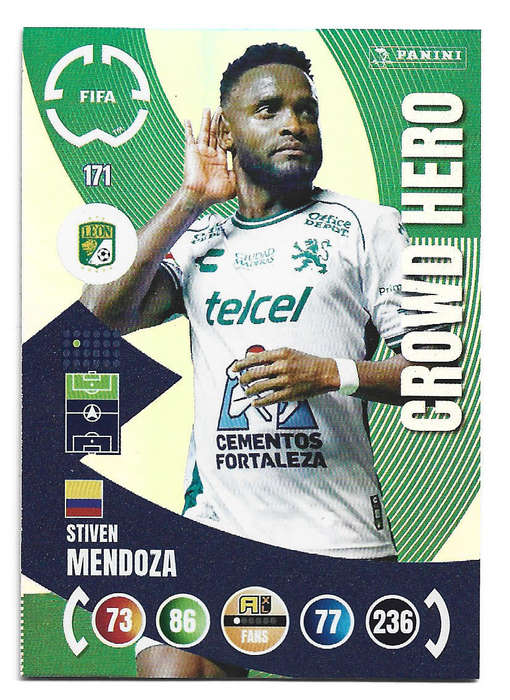 STIVEN MENDOZA - PANINI CLUB WORLD CUP 2025 - FOIL CROWD HERO TRADING CARD 171