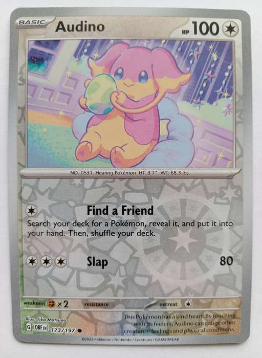 AUDINO -  REVERSE HOLO 173/197 POKEMON TCG S&V  OBSIDIAN FLAMES  TRADING CARD
