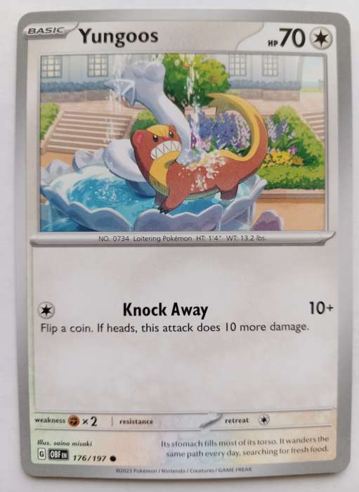 POKEMON CARD - YUNGOOS  176/197 COMMON OBSIDIAN FLAMES 2023 - MINT