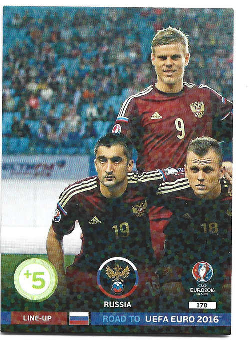 RUSSIA - PANINI Road to Euro 2016 Collection - TEAM "LINE UP" TRADING CARD  178