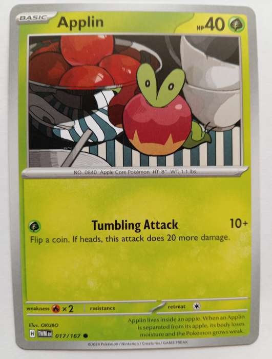 APPLIN - POKEMON NINTENDO TWILIGHT MASQUERADE  - COMMON TRADING CARD 17/167
