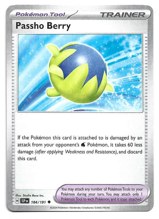 PASSHO BERRY -  UNCOMMON  184/191 POKEMON TCG SURGING SPARKS TRADING CARD