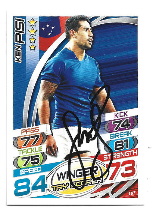 KEN PISI (Samoa) - TOPPS `RUGBY WORLD CUP` 2015 - Personally SIGNED TRADING CARD