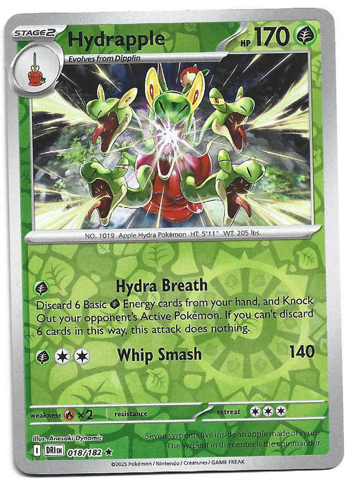 HYDRAPPLE  - REVERSE HOLO  18/182  POKEMON TCG DESTINED RIVALS TRADING CARD