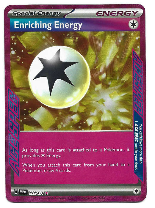 ENRICHING ENERGY  - HOLO ACE SPEC  191/191 POKEMON TCG SURGING SPARKS TRADING CARD