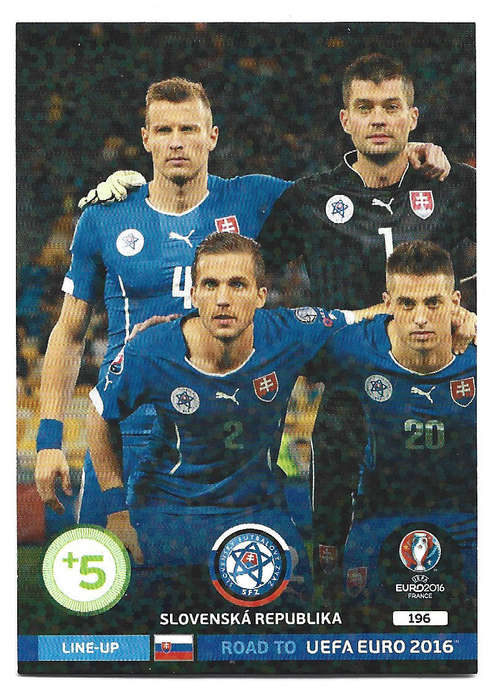 SLOVAKIA - PANINI Road to Euro 2016 Collection - TEAM "LINE UP" TRADING CARD  196