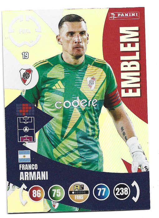 FRANCO ARMANI - PANINI CLUB WORLD CUP 2025 - FOIL EMBLEM TRADING CARD 19