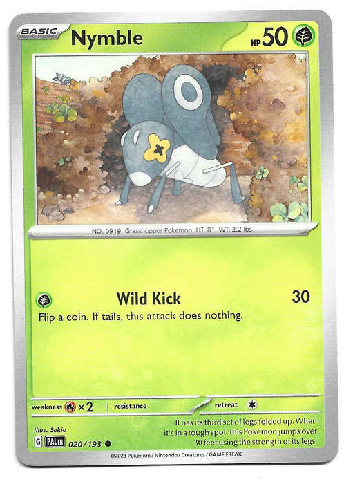 NYMBLE - COMMON  20/193  POKEMON TCG PALDEA EVOLVED TRADING CARD