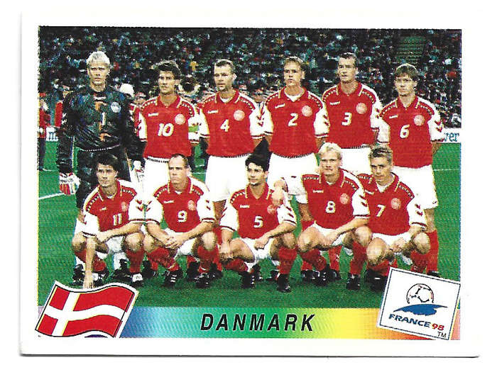 DANMARK - PANINI FIFA WORLD CUP 1998 FRANCE STCKER COLLECTION - ULTRA RARE TEAM STICKER 210