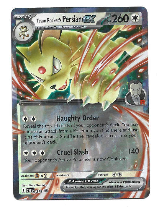 TEAM ROCKET's PERSIAN EX  - BLACK STAR PROMO 218  TRADING CARD POKEMON SCARLET & VIOLET TRADING CARD