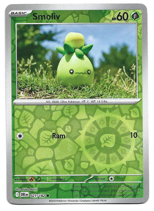 SMOLIV - REVERSE HOLO  21/182  POKEMON TCG DESTINED RIVALS TRADING CARD