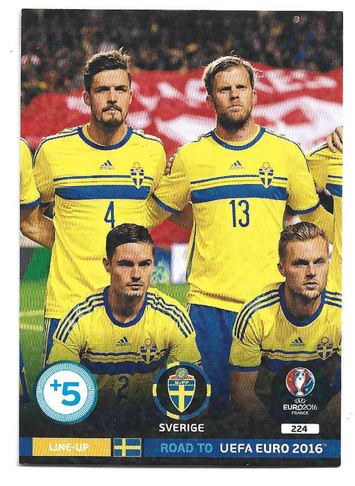 SWEDEN - PANINI Road to Euro 2016 Collection - TEAM "LINE UP" TRADING CARD 224