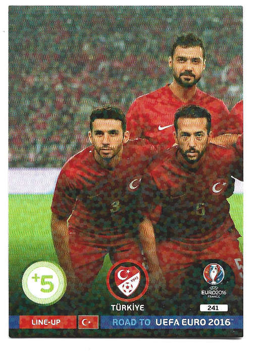 TURKEY - PANINI Road to Euro 2016 Collection - TEAM "LINE UP" TRADING CARD 241