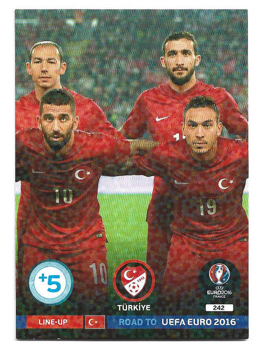 TURKEY - PANINI Road to Euro 2016 Collection - TEAM "LINE UP" TRADING CARD 242