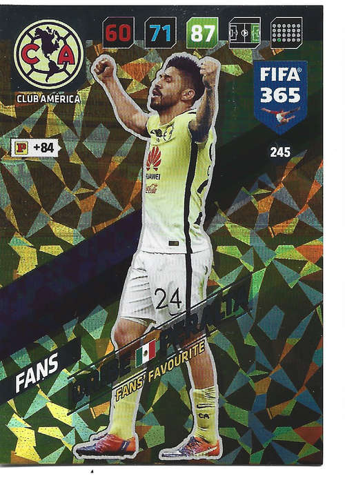 ORIBE PERALTA - PANINI `FIFA 365 2018` COLLECTION - FOIL `FANS FAVOURITE` TRADING CARD 245