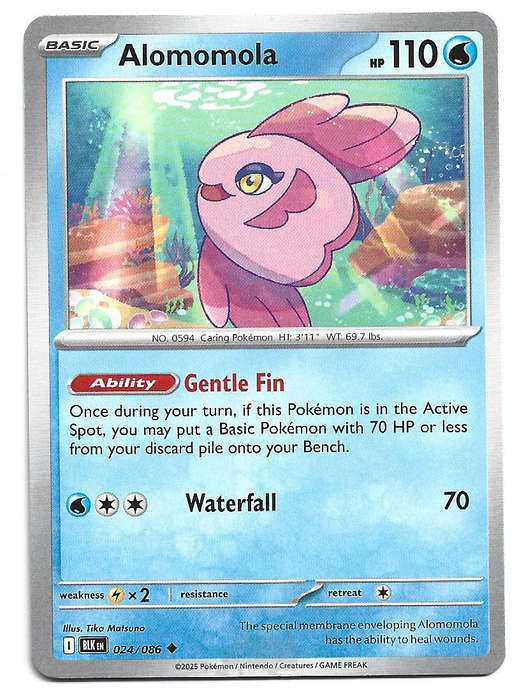 ALOMOMOLA - UNCOMMON  24/86 POKEMON TCG BLACK BOLT TRADING CARD