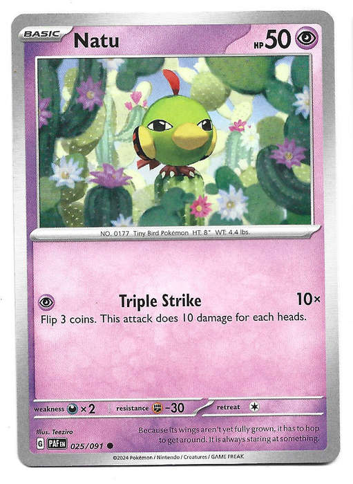 NATU -  COMMON   25/91 POKEMON TCG PALDEAN FATES  TRADING CARD