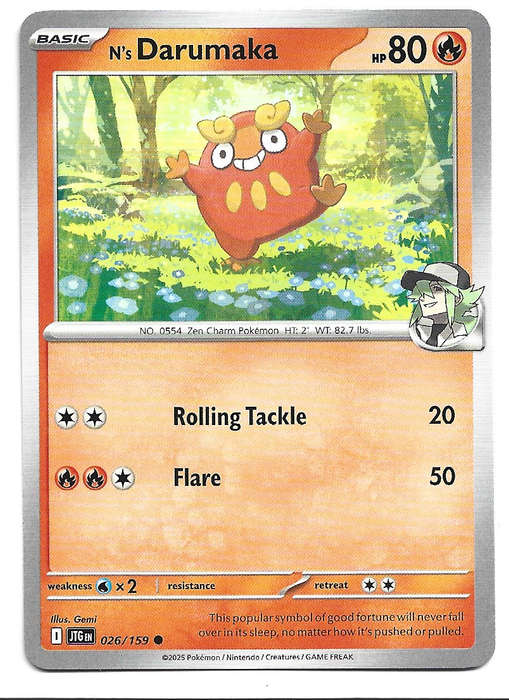 N's DARUMAKA - COMMON  26/159 POKEMON TCG JOURNEY TOGETHER TRADING CARD