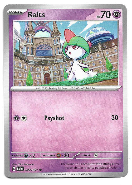 RALTS -  COMMON 27/91 POKEMON TCG PALDEAN FATES  TRADING CARD