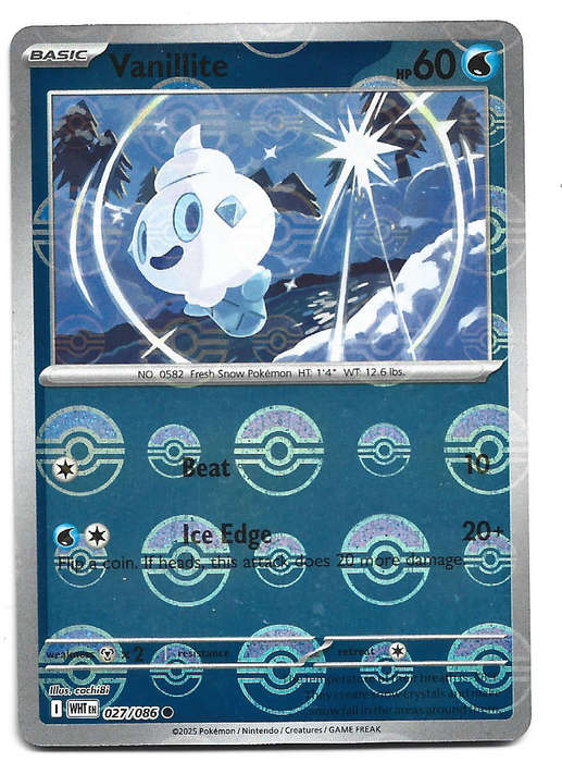 VANILLITE - POKE BALL HOLO  27/86 POKEMON TCG WHITE FLARE TRADING CARD