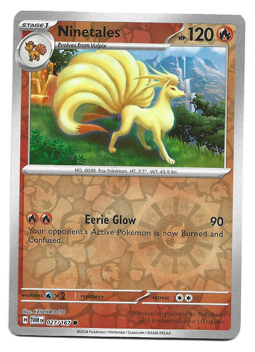 NINETALES - REVERSE HOLO  27/167 POKEMON TCG TWILIGHT MASQUERADE TRADING CARD