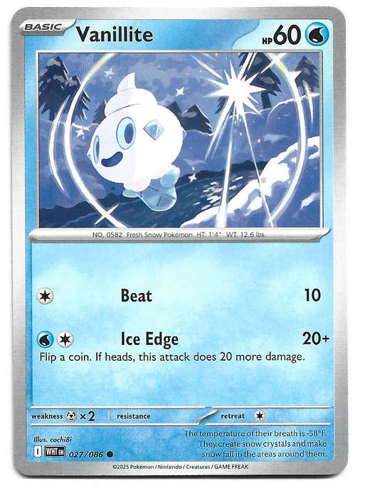 VANILLITE - COMMON  27/86 POKEMON TCG S&V  WHITE FLARE TRADING CARD