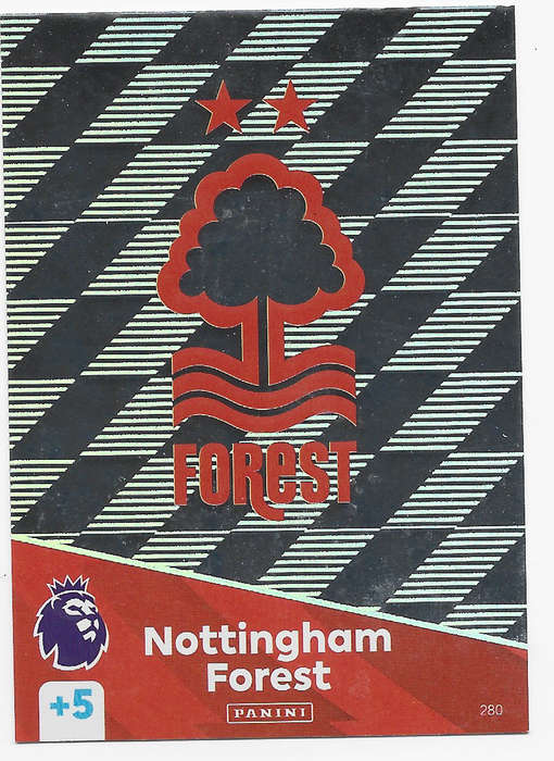 NOTTHINGHAM FOREST -  PANINI English Premier League 2024/25 - FOIL "CLUB LOGO" TRADING CARD 280